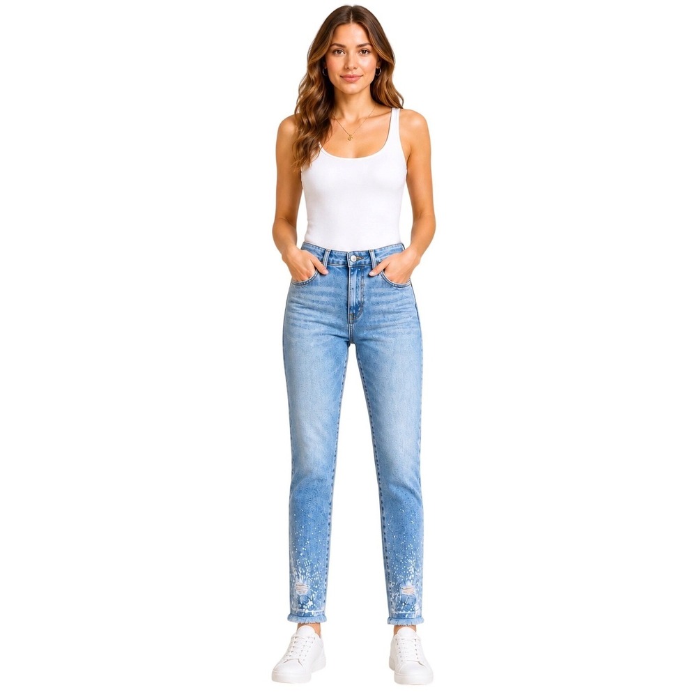 Pilcro and the Letterpress The Cigarette High Rise Paint Splatter Jeans 30 Tall